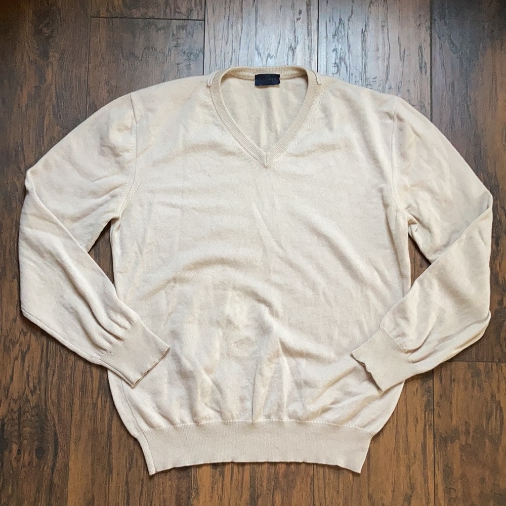 Lanvin Tan V-Neck Cashmere Sweater